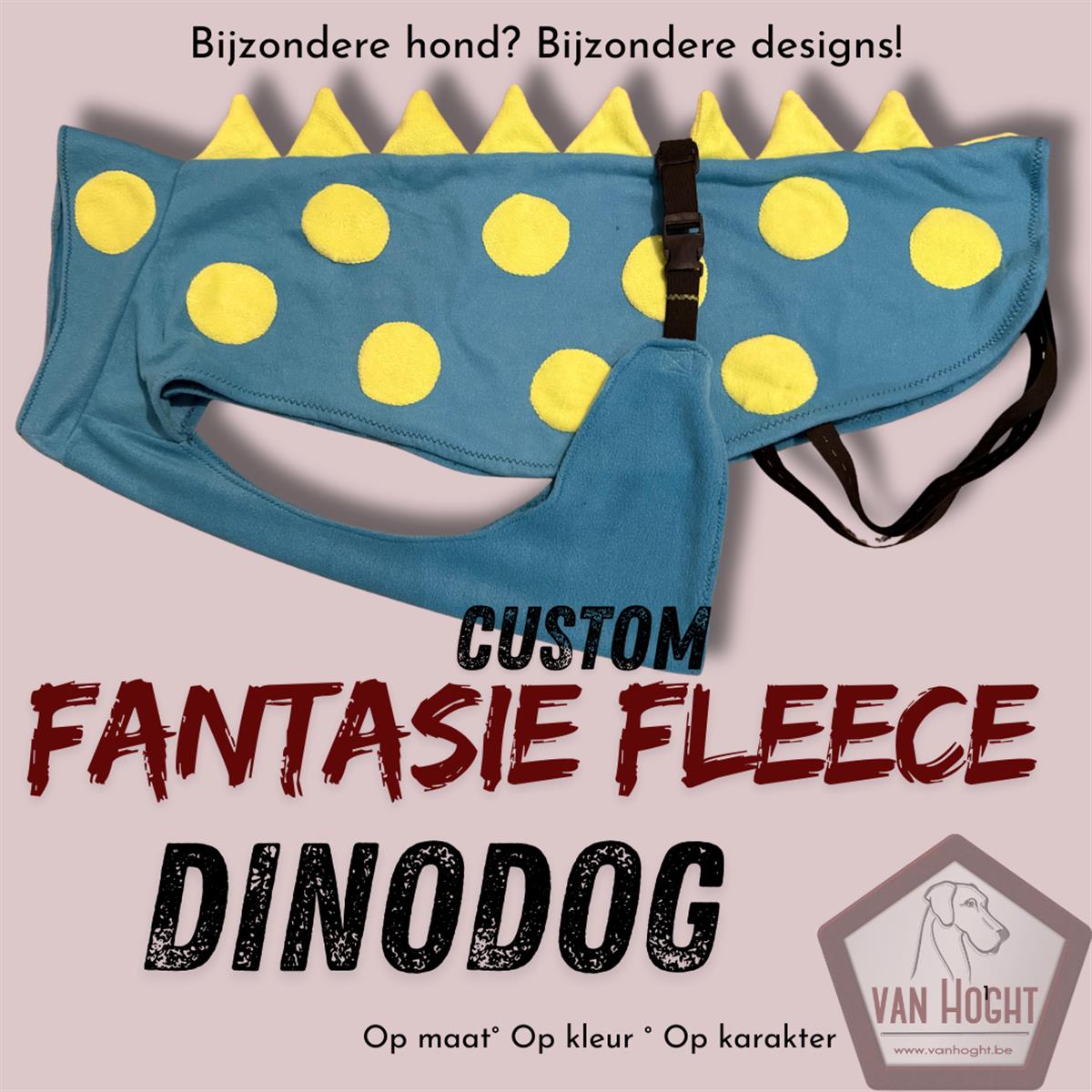 Custom fantasie - Maat 90-Dinodog Lagoon lime